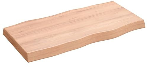 Tavolo in legno di quercia marrone chiaro, 80 x 40 x 6 cm, in legno massello trattato con bordi vivi, piano di ricambio per tavolino da caffè, tavolo da pranzo, scrivania, bancone della cucina