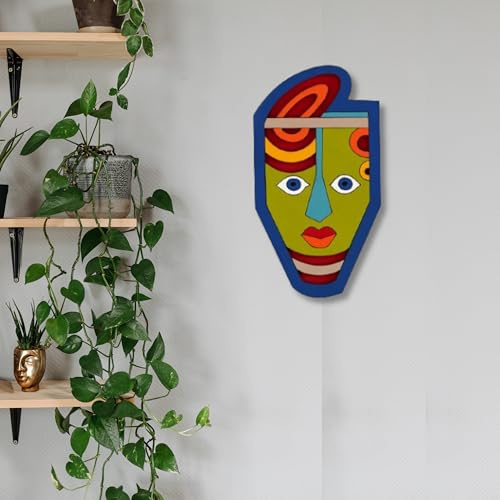 Swadeshi Desire Escultura de pared 3D de madera para decoración de pared, máscara de pared única para sala de estar, hogar, oficina, decoración de pared
