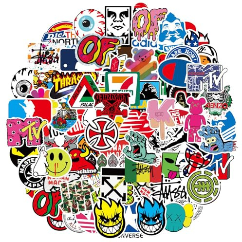 101pcs Skateboard Stickers Pack Non-Repeat Cool Sticker Pack Waterproof Reusable Vinyl Brand Stickers for Adults Teens Boys Graffiti Cars Guitar Travel Luggage Helme Furniture Bike Laptop