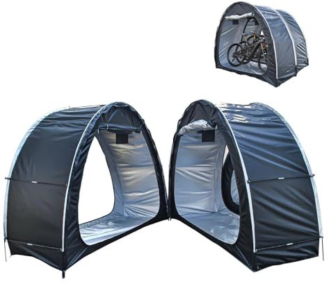 2 PCS Box Biciclette Può Essere Giuntato Box Biciclette Da Esterno con Tessuto Oxford 210D PU4000 Impermeabile Capannone per Esterno Capanno Attrezzi Da Giardino,Black