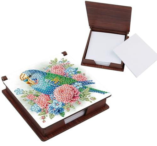 Formeydemi Bird Diamond Painting Kit Note Box,Memo Paper Storage Box Diamond Art,Sticky Note Holder Diamond Art,Diamond Painting Memo Pad For Office Desk. (Bird)