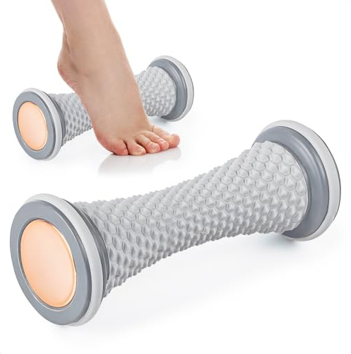 Faszienstab Massage Roller Massageroller Tragbar und Vielseitig für Füße Beine Waden Rücken Massage Fußmassagegerät Beinmassagegerät zu Hause im Fitnessstudio im Büro auf Reisen in Grau