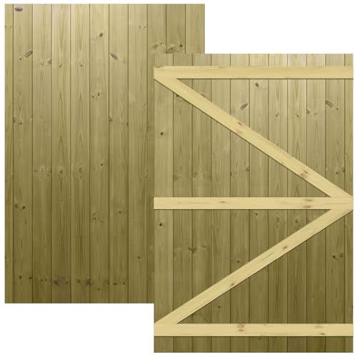 Flat Top Garden Gate 6x4ft (H: 6ft x W: 4ft) Semi-Braced Tongue & Groove Handmade Wooden Side Entry Pressure Treated Pedestrian - Ideal Home Pathway/Walkway Access Height: 1800mm x Width: 1200mm