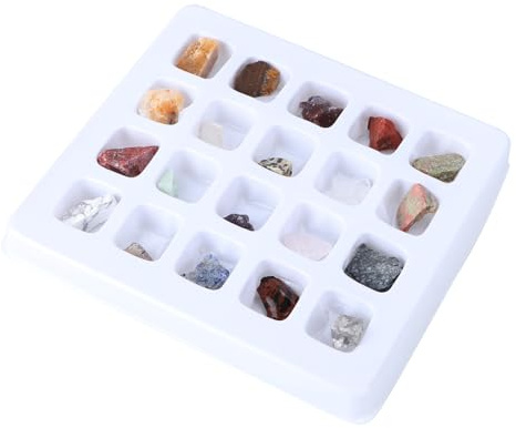 LRXIYODE 1 scatola Minerali Naturali per Gioco Cognitivo Educativo con e Rocce Kit Didattico Geologia per Regalo Compleanno Stimola Manualità e Conoscenza Scientifiche
