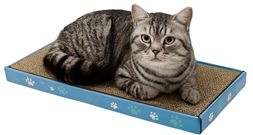 DIVCHI Cat Scratching Post Scratch Pad with Catnip, Cardboard Double-Sided Usability Paw Printed Scratching Mat for Cats Posts for Indoor
