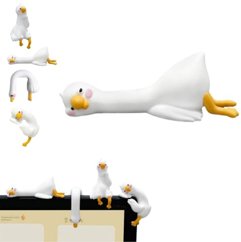 Mini Resin Goose Figurine,Funny Computer Decor,3D Craft Sculpture,Tiny Cute Goose Statues for Office Desk,Car Dashboard,Duck Desk Accessories,Duck Office Monitor & Dashboard Decor