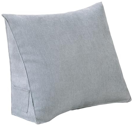 MolynnChic Keilkissen 55×47×19 cm,Rückenstützkissen zum Lesen im Bett, Abnehmbarer Chenille-Bezug,Dreieckiges Rückenkissen mit Seitentasche für Sitzen,Fernsehen & Entspannung–Grau