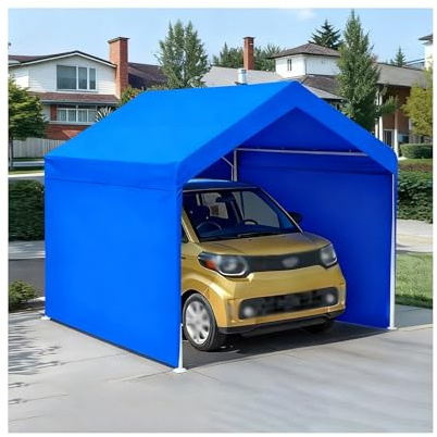 Robustes Carport-Dach Für Den Wetterunabhängigen Außenbereich Mit Metallrahmen Für Autos, LKWs, Boote Und Traktoren(Blue,9.8x9.8x6.5ft)