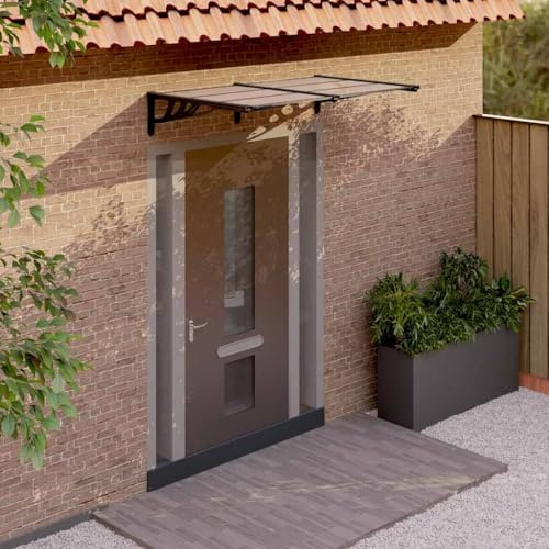 Klemmmarkise Mit Handkurbel Sonnensegel,Türvordach Schwarz 152,5x90 cm Polycarbonat,Für Outdoor Terrasse Balkon,Einfache Montage Ohne Bohren