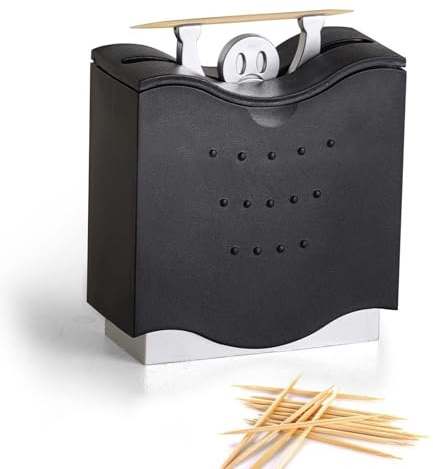 Sqxaldm Dispensador Automático de Palillos de Dientes, Soporte para Palillos de Dientes, Recipiente Emergente para Palillos de Dientes de 6,5 Cm, Ideal para Mesa, Cocina y Hotel (Negro)