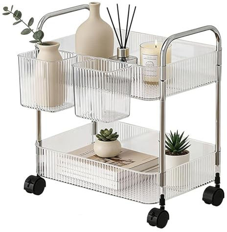 Rullvagn – 93,5x34x22cm 4-lagers Arrangör, Förvaringsvagn I Akryl, Mångsidig Vagn Med Universella Hjul Och Hängande Korgar | Sovrum Badrum Kontor Dorm Pantry Craft Station