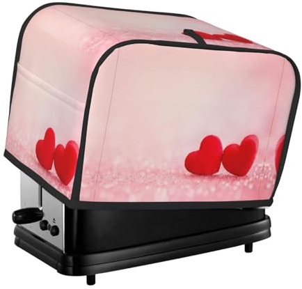 Red Heart Pink Glitter Patterned toaster lid, for small kitchen appliances, suitable for home dining table decoration