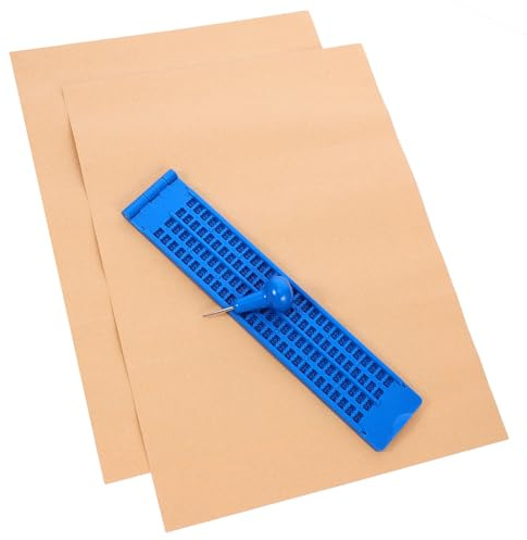 MOKKHNB Kit Braille Riutilizzabile per Non Vedenti con Piastra Plastica Blu 27 30 Celle Include Punteruolo per Scrittura e Pratica Braille
