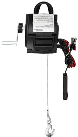Verricello elettrico da 12 V, verricello motore con cavo e controllo manuale, per rimorchi per barche, rimorchi e veicoli, forza di trazione di 907 kg, con protezione da sovraccarico e robusta