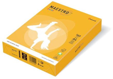 mAESTRO Papier 160 g, 250 Blatt, A4, für Kopierer/Tintenstrahldrucker, intensive Farben, intensives Gelb