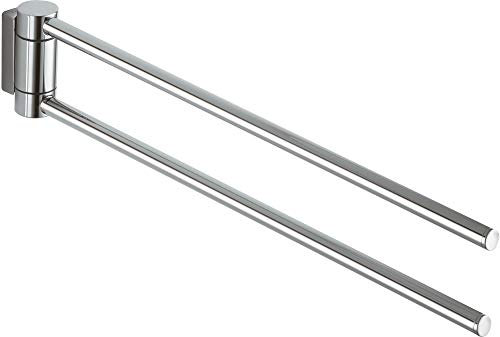 KEUCO Plan Handtuchhalter zweiarmig, schwenkbar, 43,8 cm, Metall verchromt, Made in Germany, inkl. Schrauben und Dübel, Handtuchstange zum Bohren