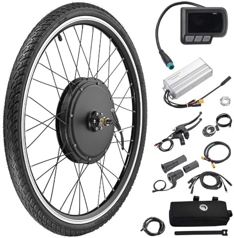 AW 26x1.75 Front Wheel Electric Bicycle Motor Kit 48V 1000W Powerful Motor E-Bike Conversion w/ LCD Display