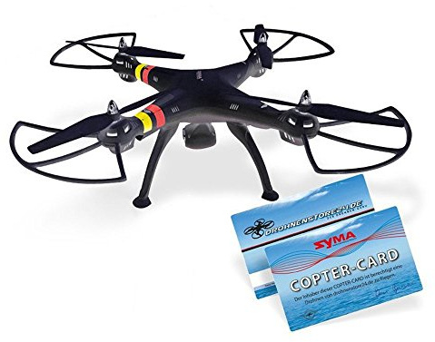 efaso Quadcopter Syma X8C - 2,4 GHz 4-Kanal Quadrocopter mit 3 MP Weitwinkel-HD-Kamera, Headless Mode, Rotorschutz, LED-Beleuchtung, 6-Achsen-Gyro und Flip-Funktion (schwarz)