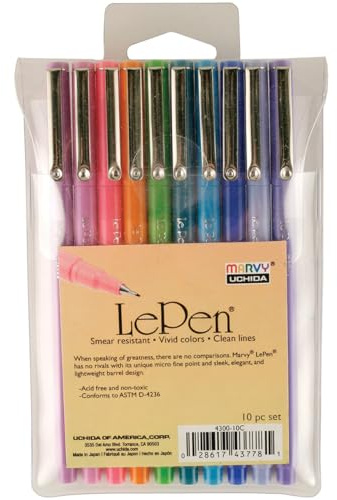Marvy Uchida LePen Set of 10 Bright Color Pens
