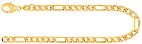 EDELIND 585 Gold Armband Damen Herren 3.4 mm Bracelet Figarokette diamantiert Gliederung 5+1 14 Karat Gelbgold Länge 21cm Armkette Made in Germany