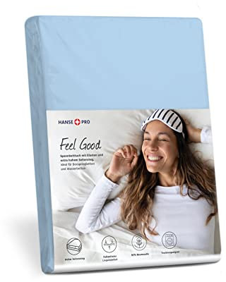HANSE PRO Spann-Betttuch 140x200-160x220 cm I Spann-Bettlaken I Laken I für Boxspring-Betten und Wasserbetten I Steghöhe bis 30 cm I Premium-Qualität I Farbe Blau