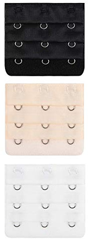 Lansonee 3 Pcs Women Comfortable Bra Strap Extenders Extensions Elastic Extender Set 3 Hooks (White, Black, Beige)