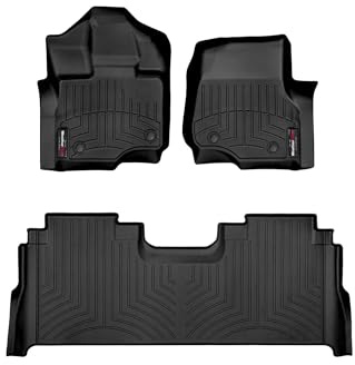 WeatherTech Custom Fit FloorLiners for Ford F-150 Raptor, F-150, F-150 Lightning - 1st & 2nd Row (44697-1-6), Black