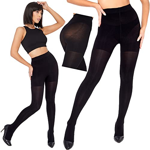 OVISSA Dam svarta varma strumpbyxor dam normal bantning elastan tjocka strumpbyxor yam ogenomskinlig trikå 380 Denier korrigerande mikrofiber matt vinter strumpbyxor SE790, Svart, L/XL