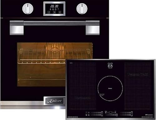 Kaiser Set de cuisinières à gaz EH 6338 S + KCT 777 FI - Avec porte en verre avec système Softclose - 11 fonctions - Sonde de température automatique + plaque à induction 77 cm