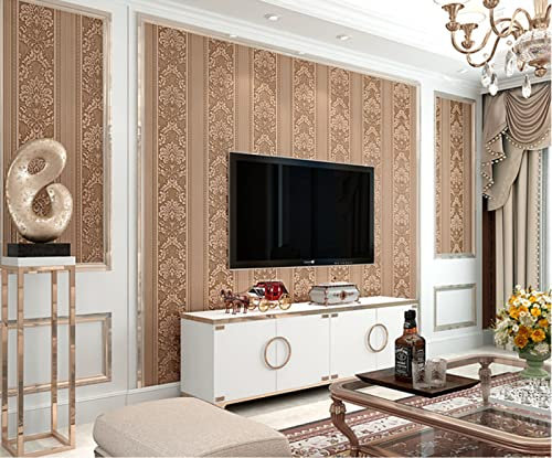 Khaki Vliestapete Moderne Minimalistische Vertikale Streifen Tapete 3D Damaskus Tapete für Wohnzimmer Schlafzimmer TV Hintergrundwand - 0,53 m x 9.5 m
