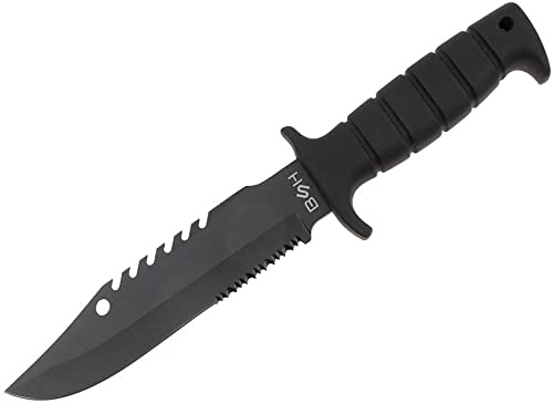 BSH Adventure Outdoor Messer Survival mit Holster - Clip Point Jagdmesser Feststehende Klinge - Bushcraft Messer Outdoor