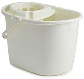 Mop Floor Cleaning Bucket with Wringer Durable Plastic Detachable Strainer With Handle For Easy Carrying-Volume: 15 Liter-Colors: Grey, Black, Cream. (Cream)