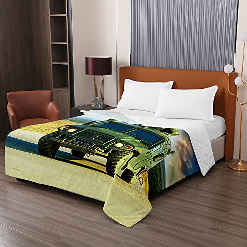 Odot Colcha Bouti de Verano, 3D Coche Estampado Suave Microfibra Multiusos Cubrecama Lavable Acolchada Edredón Manta para Cama de Infantil Individual Matrimonio (130x150cm,A)