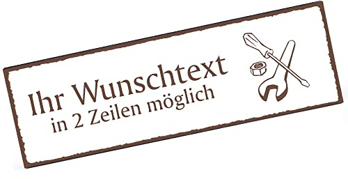 Türschild Werkzeug Namensschild personalisiert mit Gravur- 150mm x 50mm - selbstklebend