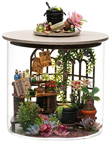TOPBSFARNY Kit de maison de poupée miniature stéréoscopique 3D à assembler des jouets bricolage modèle meubles en bois pour la Saint-Valentin cadeaux créatifs (Le jardin magique), petit