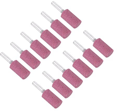 QUARKZMAN 6mm Vástago 16mm Diámetro Mandril Montado Esmerilado Piedras x 12uds Cilindro Forma para Esmerilado y Pulido, [Rosa]