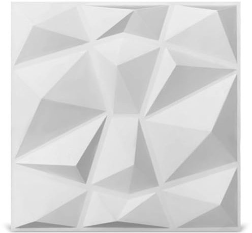 Trafagala Decorative 3D Wall Panels in Diamond Design, 11.8x11.8 Matt White for Home and Office Decor (10 Pack)