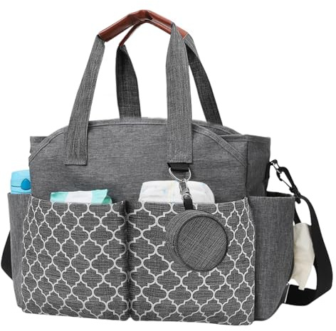 Sac À Langer Bébé Bandoulière, Sac Couches Voyage, Gris, Portable, Imperméable, Grande Capacité