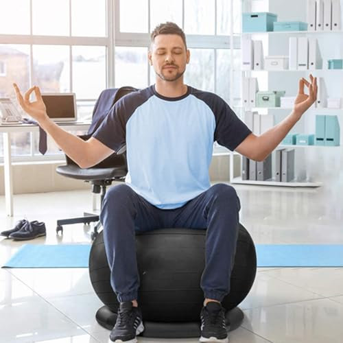 CMYUN Sitzball Fitness-Ballstuhl für Erwachsene, Teenager, Kinder, Heim-Yoga-Ballsitz für Pilates-Übungen In der Schwangerschaft, Stabilitäts-Bürositzball mit Sockel (Size : Diameter-55cm(21 5/8))