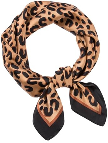 Leopard Print Scarf - 70 X 70CM Neck Scarf for Women, Animal Print Scarfs, Women's Scarves & Wraps, Print Silk Square Scarfs, Lightweight Neck Scarves,Neck Scarves For Women, Leopard Print Gifts