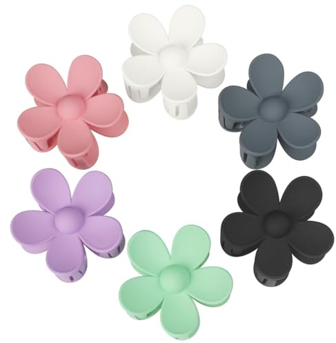 Mecool 6 Pcs Flower Hair Claw Clips for Women Ponytail Holder Headwear Hair styling Accessories for Straight, Curly, Wavy Hair | Non Slip Hair Clips Women | Hair Products for Womens Big Claw Clip Set