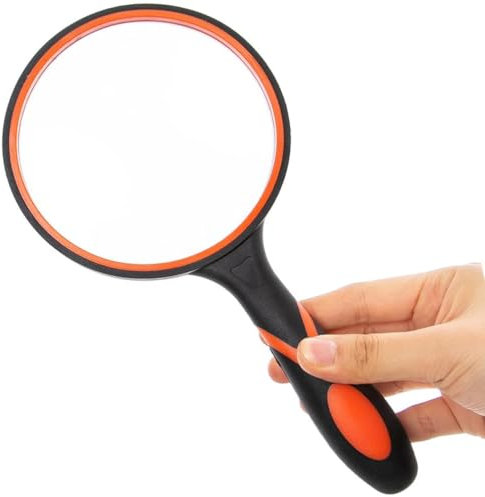 Magnifying Glass, 10X Handheld Reading Magnifier 75mm Magnifying Lens with Non-Slip Soft Rubber Handle Shatterproof Magnifying Mirror for Reading Repair Observation