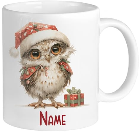GRAZDesign Tasse Eule witziges Geschenk mit Namen personalisiert Weihnachtstasse 330ml Keramik