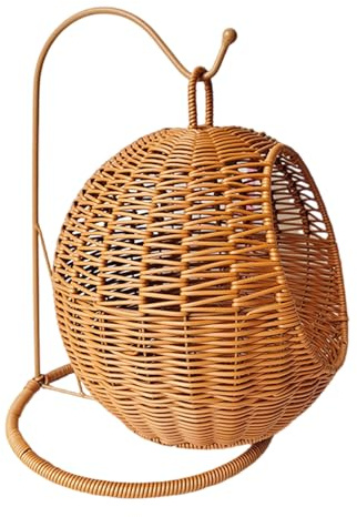 Zkydhbd Hammock Bed,Imitation Rattan Cats Basket Hanging Hammock Bed for Small Space Comfortable Small Cats Nest for Indoor and Outdoor