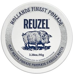 Reuzel Matte Clay Pomade, No Shine Pomade With A Medium Hold For A Natural Style And Finish 3.38oz/95g