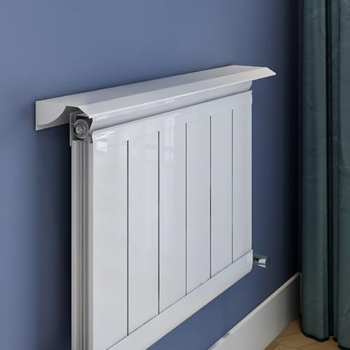 éTagèRe Tablette De Radiateur Couvercle de radiateur étagère supérieure en aluminium épissable, 35 45 55 65 75 85 95 CM sur supports d'étagère de radiateur, étagère de chauffage murale blanche pour sa