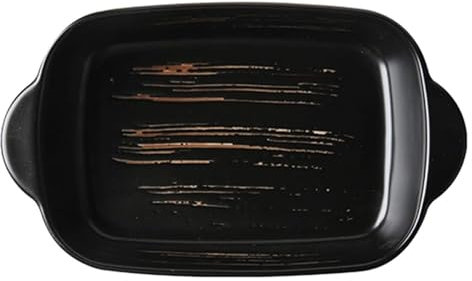 SHEDIE Baking tray,enamel roasting tin，baking tray set，Ceramic Bakeware Pan, Porcelain Baking Dish Oven Proof-black