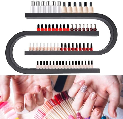 Schwebende Regale, U-förmiges Nagellackregal, Metall, Aufbewahrungsregal für Kosmetik, Parfums, ätherische Öle, Schwarz