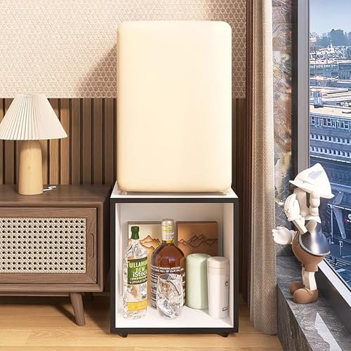 Mini-Kühlschrankständer Kühlschrankschrank mit Oder Ohne Türen, Kühlschrank-Aufbewahrungsregal, Organisationsregal für Schlafzimmer und Büro, Universelles Aufbewahrungsregal / Möbelwagen(White,35X35CM