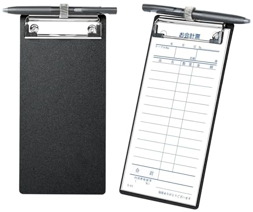 DoocliB Presse-papier, 23 cm x 11 cm, Tableau d'écriture avec porte-stylos, Clipboard à suspendre, Agrafeuse pour ranger du papier pour le bureau, la cuisine, l'atelier (Noir, 1 pièce)